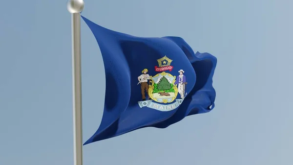 Maine Flag Flagpole Flag Fluttering Wind Usa National Flag — Stockfoto