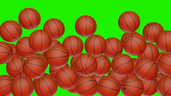 Κλασικές Μπάλες Μπάσκετ Φόντο Chromakey Αθλητική Έννοια — Φωτογραφία Αρχείου