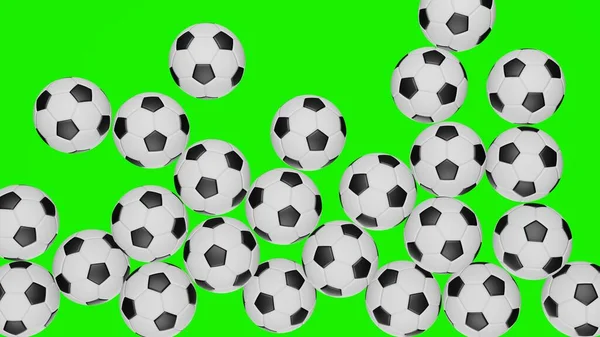 Many Soccer Balls Chromakey Background Football — Stockfoto