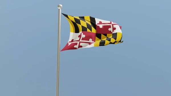 Флаг Мэриленда Флагштоке Ветру Развевается Флаг Днр Сша Государственный Флаг — стоковое фото