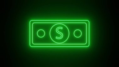Neon Dollar banknote sign. Luminous finance symbol. Dollar.