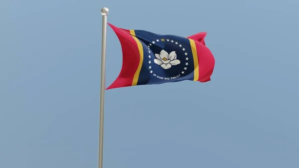Mississippi Flag Flagpole Flag Fluttering Wind Usa National Flag — Stock Fotó