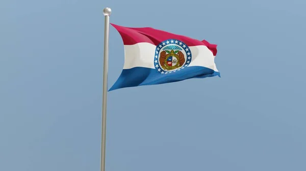Missouri Flag Flagpole Flag Fluttering Wind Usa National Flag — Stockfoto