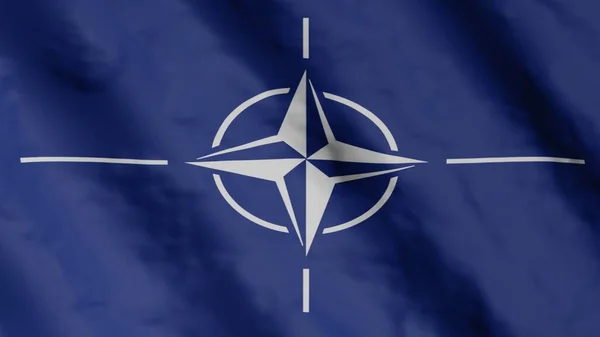 Nato Army Flag Flagpole Military Organization Flag Fluttering Wind Europe — Stockfoto