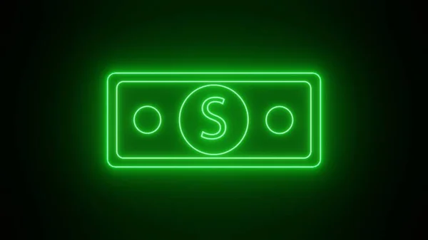 Neon Dollar Banknote Sign Luminous Finance Symbol Dollar — Photo