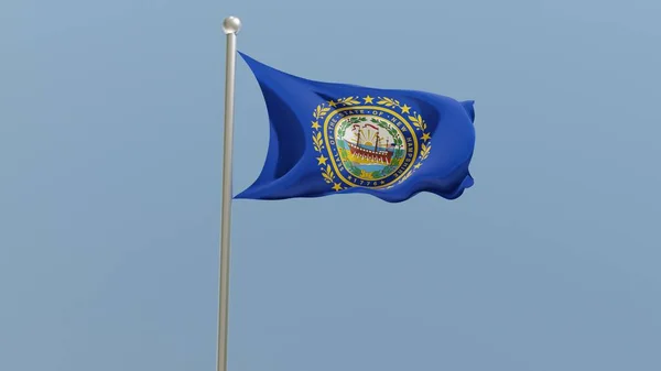 New Hampshire Flag Flagpole Flag Fluttering Wind Usa National Flag — Stock Photo, Image