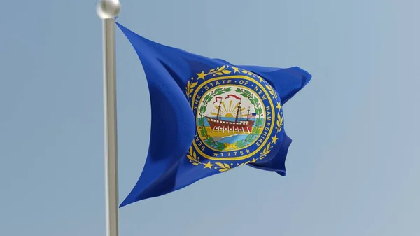 New Hampshire Flag Flagpole Flag Fluttering Wind Usa National Flag — Stok fotoğraf