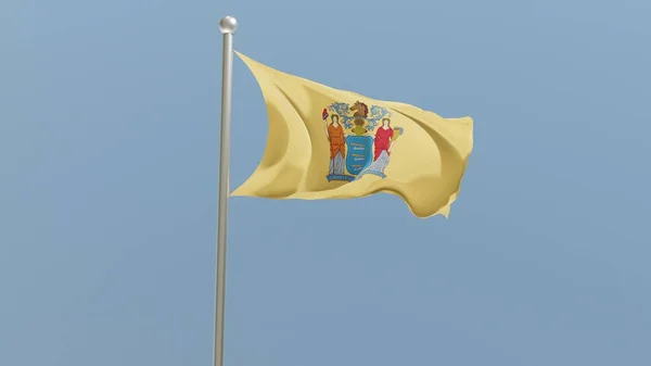 New Jersey Flag Flagpole Flag Fluttering Wind Usa National Flag — Zdjęcie stockowe