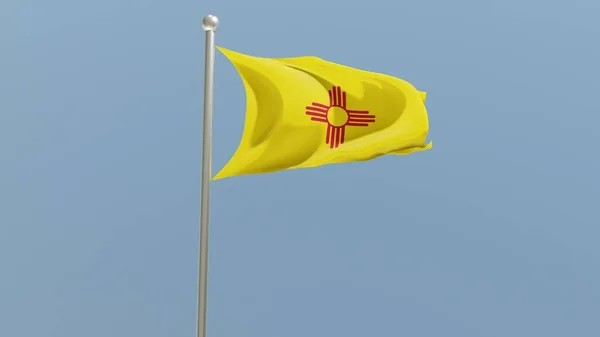 New Mexico Flag Flagpole Flag Fluttering Wind Usa National Flag — Stock Photo, Image