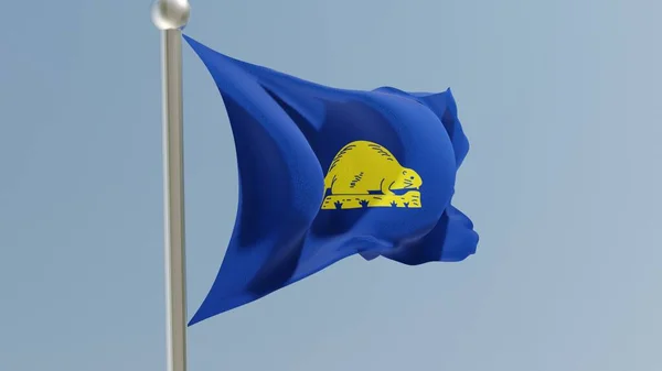 Флаг Орегона Флагштоке Флаг Развевающийся Ветру Сша Государственный Флаг — стоковое фото