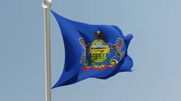 Флаг Пенсильвании Флагштоке Флаг Развевается Ветру Сша Государственный Флаг — стоковое фото