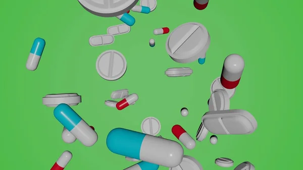 Many Pills Chromakey Background Medical Promotion Concept — Stok fotoğraf