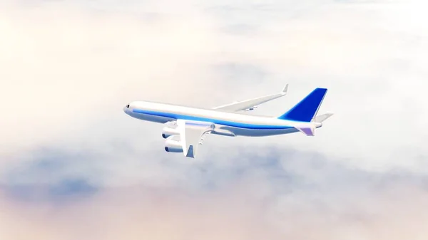 Air Plane Flying Cloudy Sky Passenger Flight Plane — Stok fotoğraf