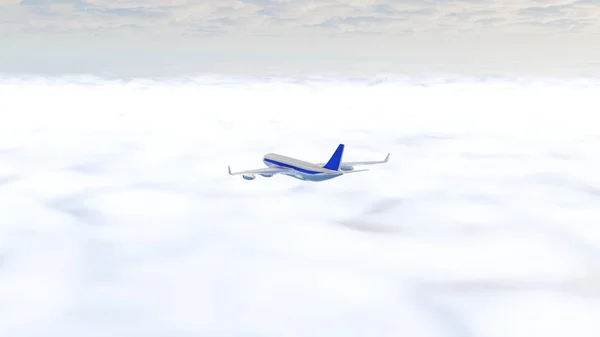 Air Plane Flying Cloudy Sky Passenger Flight Plane — Stok fotoğraf
