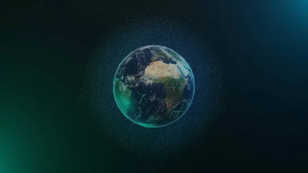 Satellites Transmit Signal Planet Earth View Space World Connection Concept —  Fotos de Stock
