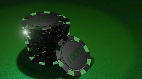 Фишки Покер Игровом Столе Концепция Казино Стек Фишек Покера — стоковое фото