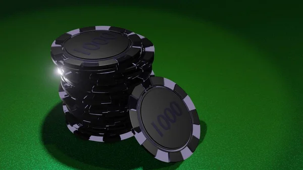 Покерні Фішки Ігровому Столі Концепція Казино Стек Покерних Фішок — стокове фото