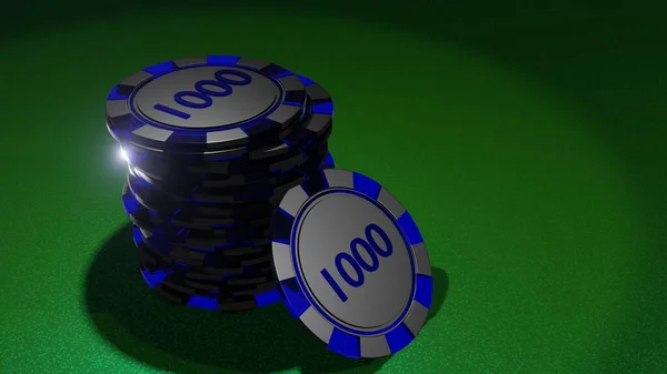 Poker Chips Gambling Table Casino Concept Poker Chips Stack — 图库照片