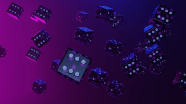 Purple dice on gradient background. Gambling concept. Casino.