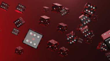 Red dice on gradient background. Gambling concept. Casino. Cubes.