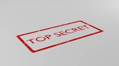 Stamp with inscription Top Secret. Put a stamp on a document. Secret materials. Stamp.