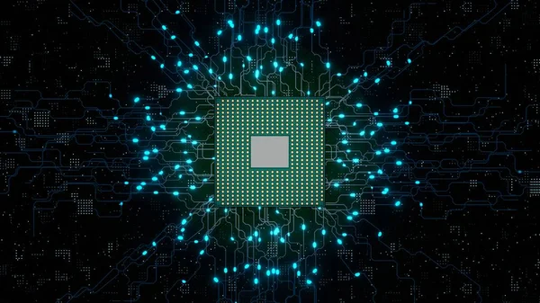 Cpu Modern Processor Motherboard Computer Chip Connections Signals Central Processor —  Fotos de Stock