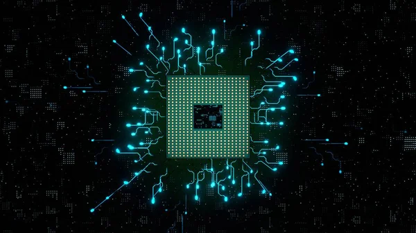 Cpu Modern Processor Motherboard Computer Chip Connections Signals Central Processor —  Fotos de Stock