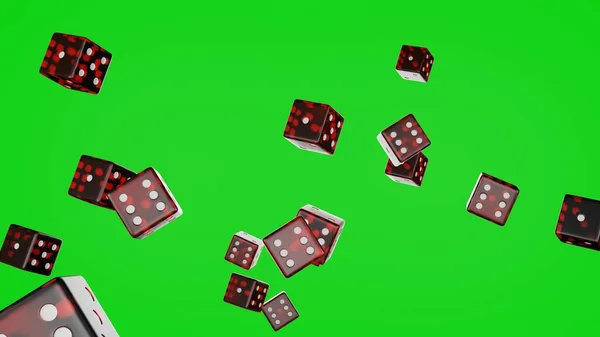 Red Dice Chromakey Background Casino Concept Gambling Cubes — Fotografia de Stock