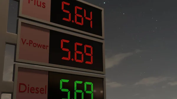 Information Board Prices Gasoline Fuel Prices Oil — 스톡 사진