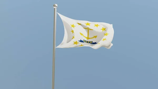Rhode Island Flag Flagpole Flag Fluttering Wind Usa National Flag — Stockfoto