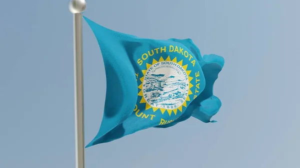 Флаг Южной Дакоты Флагштоке Флаг Развевается Ветру Сша Государственный Флаг — стоковое фото