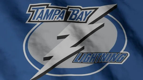 Tampa Bay Lightning Hockey Club Flag Waving Wind Tampa Bay — Stock fotografie