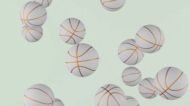 Many white Basketball balls on white background. Sport concept. Game.