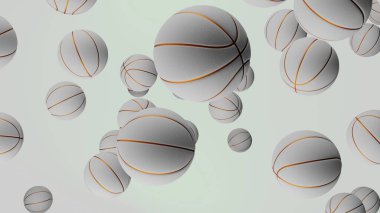 Many white Basketball balls on white background. Sport concept. Game.