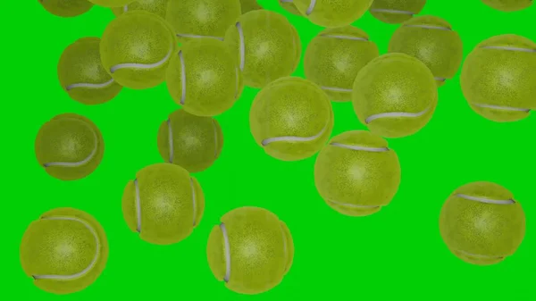 Many Tennis Balls Chromakey Background Green Screen Sport Concept Game — Photo