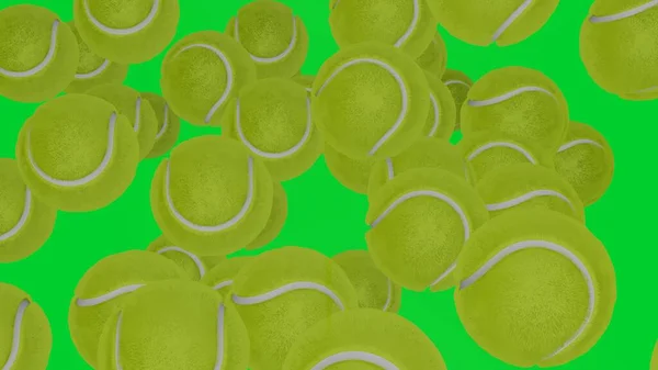 Many Tennis Balls Chromakey Background Green Screen Sport Concept Game — Photo