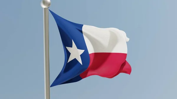 Texas flag on flagpole. TX flag fluttering in the wind. USA. National flag.