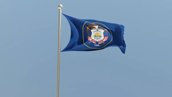 Utah Flag Flagpole Flag Fluttering Wind Usa National Flag — Zdjęcie stockowe