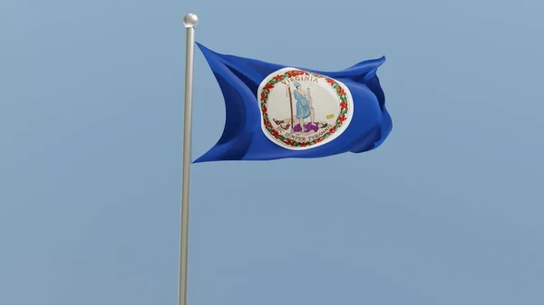 Virginia Flag Flagpole Flag Fluttering Wind Usa National Flag — Stock Fotó