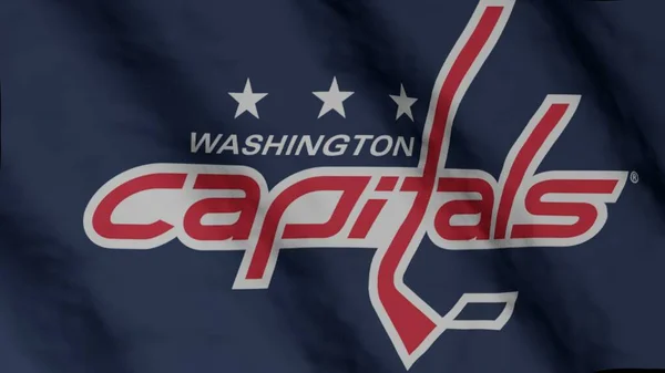 Washington Capitals Hockey Club Flag Waving Wind Washington Capitals Team — Stockfoto