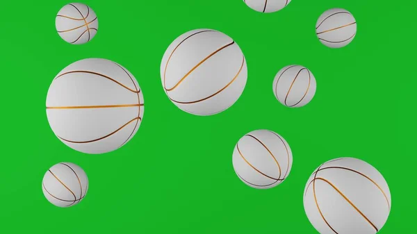 Many White Basketball Balls Chromakey Background Basketball Game — Stock Photo, Image