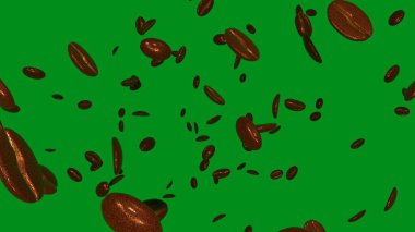 Coffee beans on chromakey background. Coffee explosion. Beans.