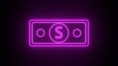 Neon Dollar banknote sign. Luminous finance symbol. USD.