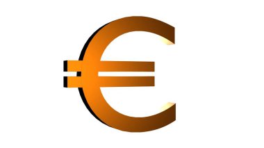 Golden Euro sign on white background. Currency. Euro.