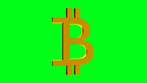 Golden Bitcoin Sign Chromakey Background Ctypto Btc — Stok fotoğraf