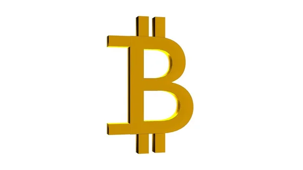 Golden Bitcoin Sign White Background Crypto Btc — Stok fotoğraf