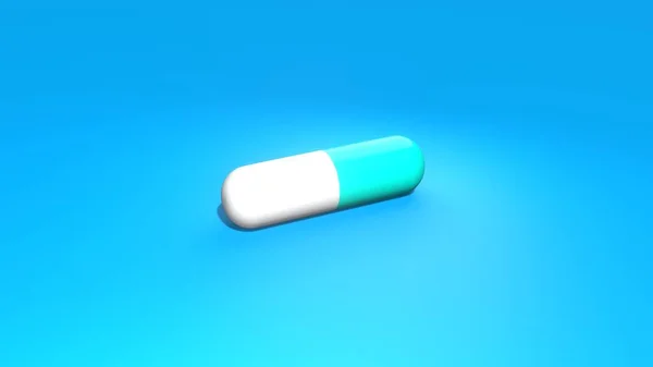 Blue Pill Blue Background Medicine Concept Capsule Painkiller —  Fotos de Stock