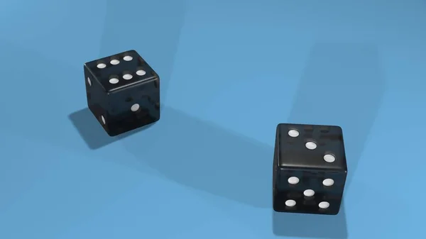 Dice Gambling Table Two Black Plastic Cubes Game — Stockfoto