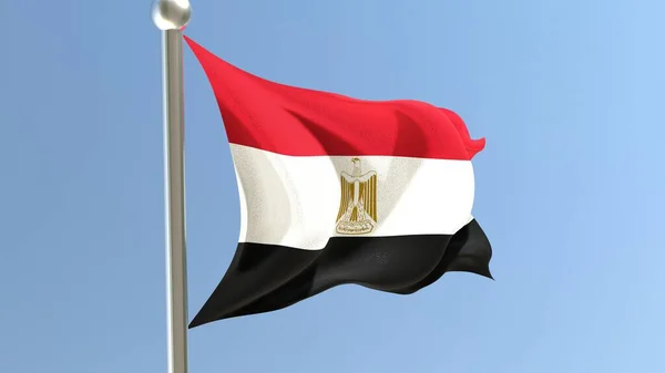 Egyptian Flag Flagpole Egypt Flag Fluttering Wind National Flag — Stok fotoğraf