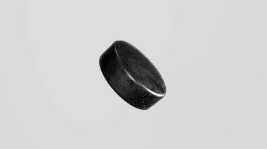 Hockey puck on white background. Realistic hockey attribute . Sport.